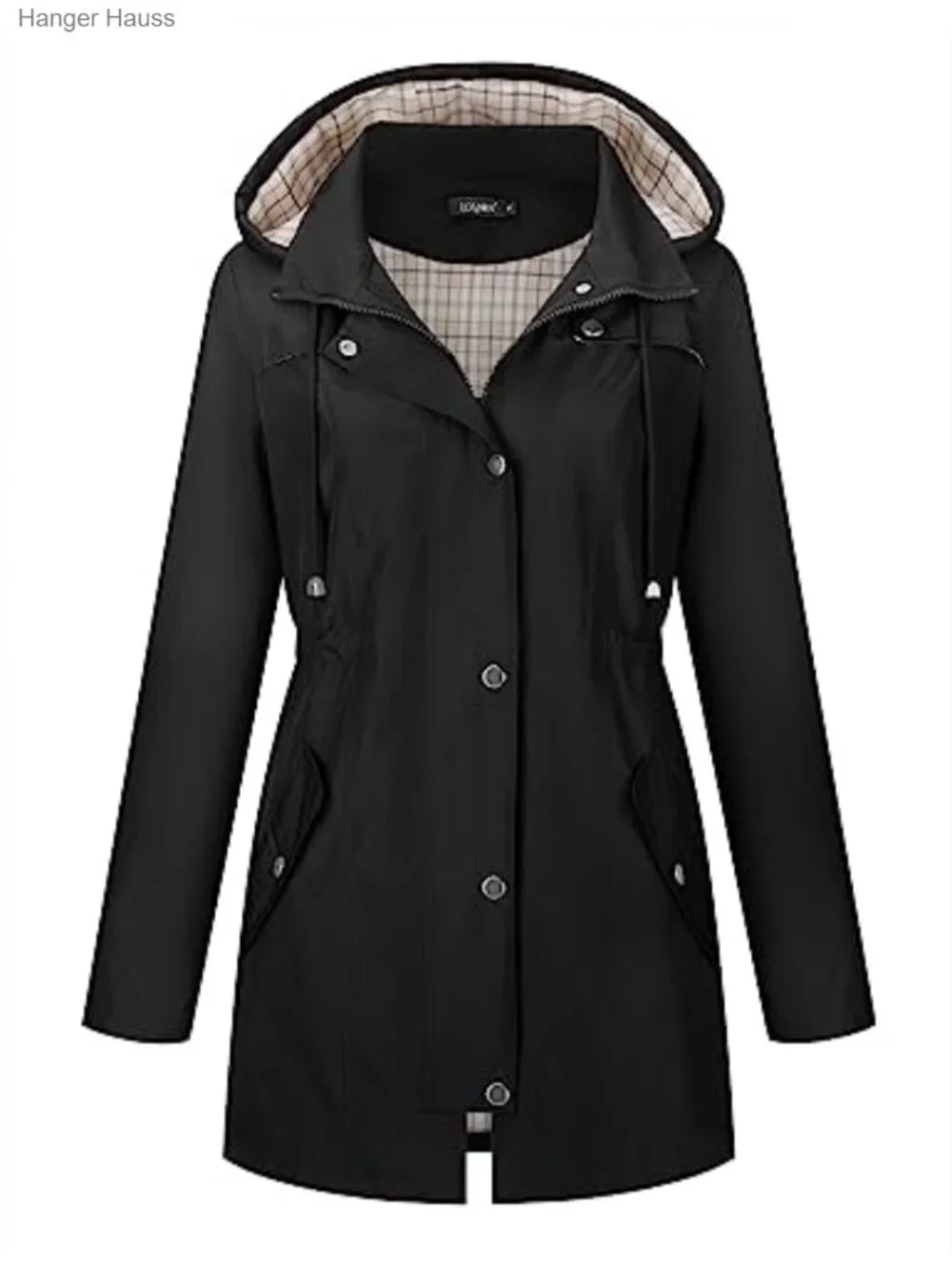 Women's Waterproof Hooded Rain Jacket Lined Lightweight Windbreaker Outdoor